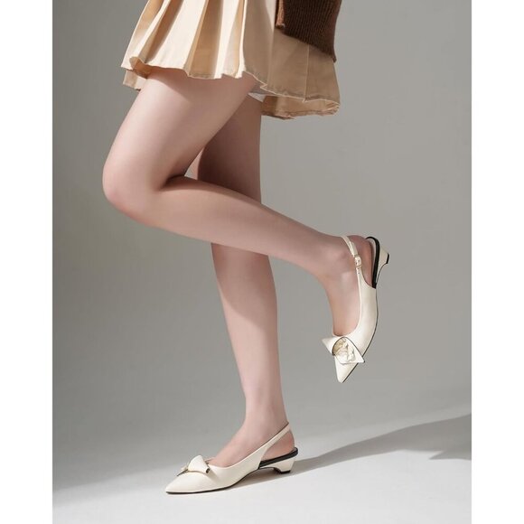 Sicare Slingback Heels Pumps Synthetic White Women Flower Block Heel Dress Shoes - Picture 11 of 13